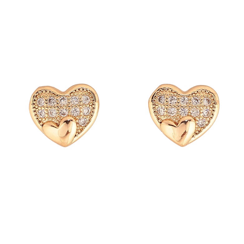 Серьги Xuping M&L цвет 18K пусеты "Сердечки с кристаллами" фото №1 Серьги Xuping M&L цвет 18K пусеты "Сердечки с кристаллами" фото №1