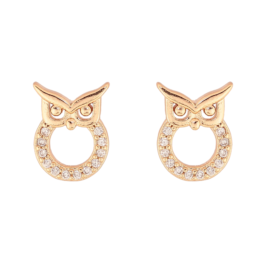 Серьги Xuping M&L цвет 18K пусеты "Сови с кристаллами" фото №1 Серьги Xuping M&L цвет 18K пусеты "Сови с кристаллами" фото №1