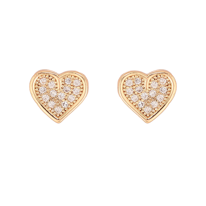 Серьги Xuping M&L цвет 18K пусеты "Сердечки с кристаллами" фото №1