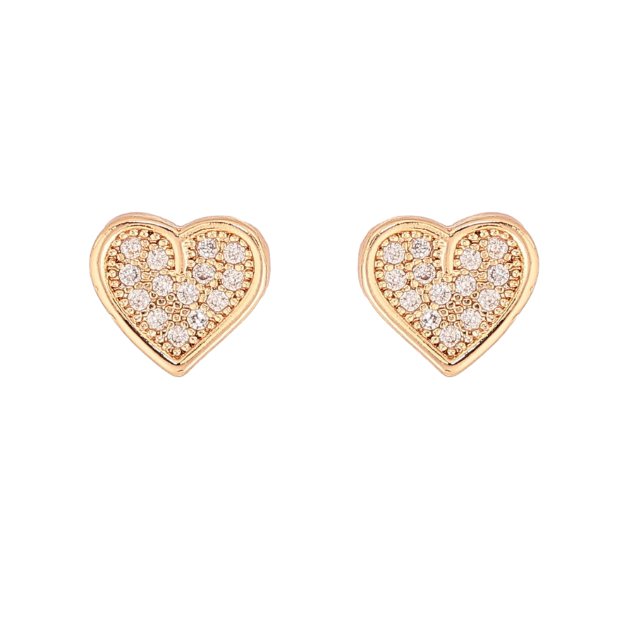 Серьги Xuping M&L цвет 18K пусеты "Сердечки с кристаллами" фото №1