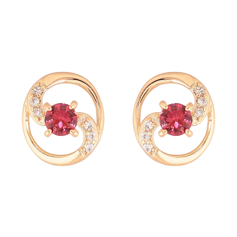 Серьги Xuping M&L цвет 18K пусеты "Овалы с малиновыми кристаллами" фото №1 Серьги Xuping M&L цвет 18K пусеты "Овалы с малиновыми кристаллами" фото №1