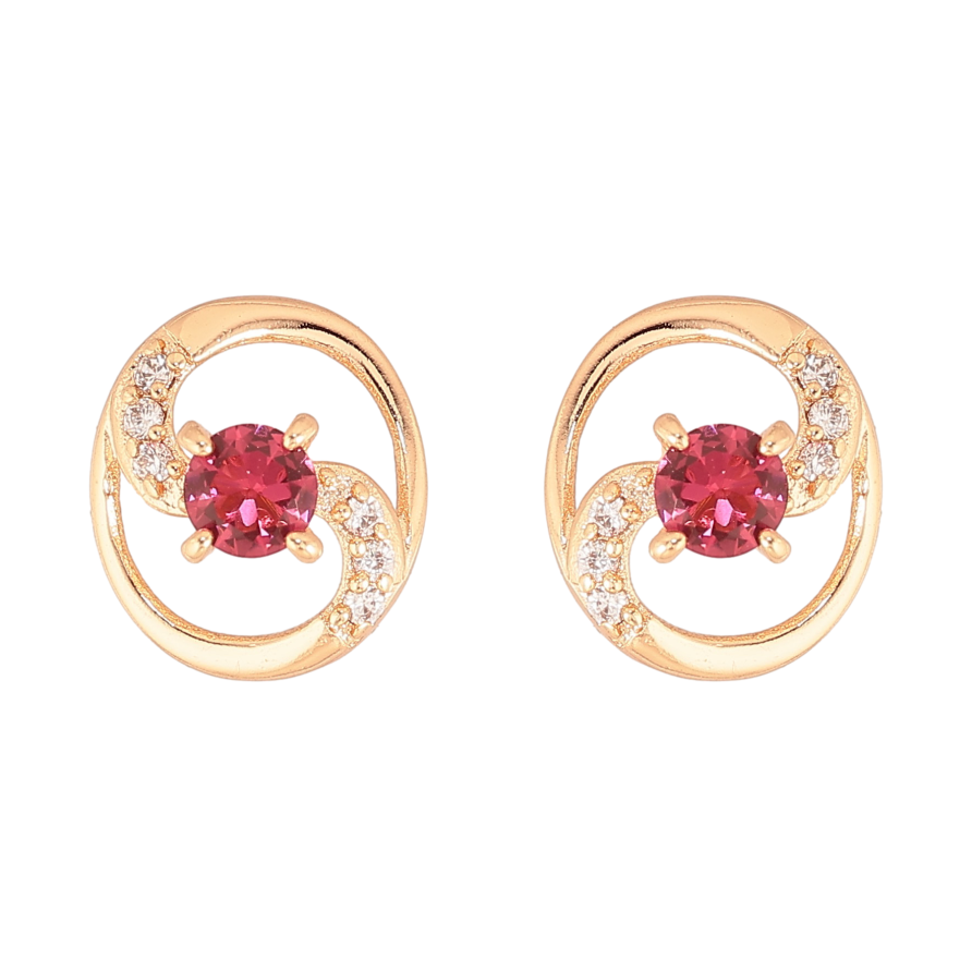 Серьги Xuping M&L цвет 18K пусеты "Овалы с малиновыми кристаллами" фото №1 Серьги Xuping M&L цвет 18K пусеты "Овалы с малиновыми кристаллами" фото №1