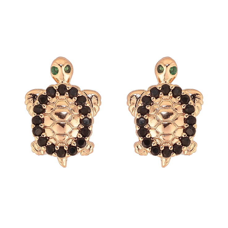 Сережки Xuping M&L колір 18K пусети "Черепашки з чорними кристалами" фото №4 Сережки Xuping M&L колір 18K пусети "Черепашки з чорними кристалами" фото №4