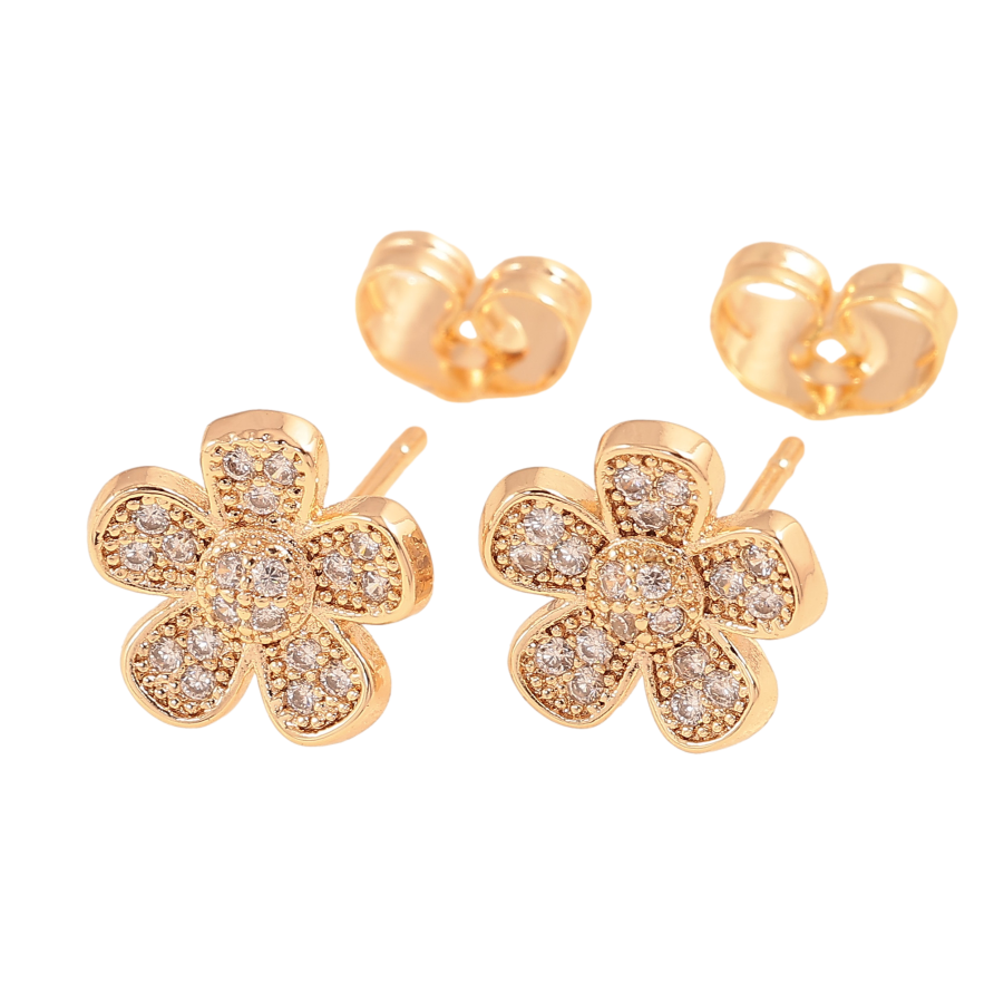 Серьги Xuping M&L цвет 18K пусеты "Цветочки с кристаллами" фото №1 Серьги Xuping M&L цвет 18K пусеты "Цветочки с кристаллами" фото №1