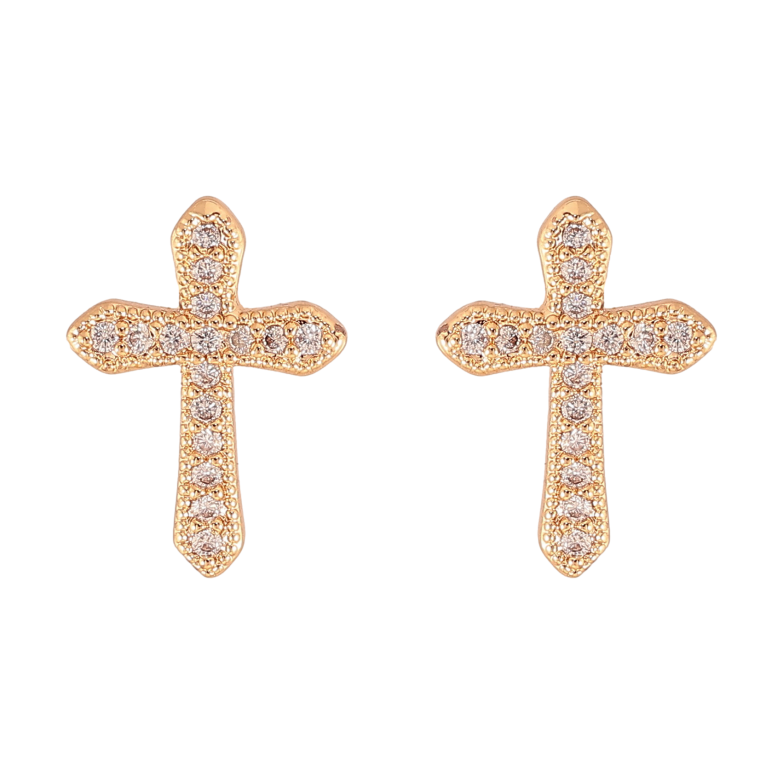 Сережки Xuping M&L колір 18K пусети "Хрестики з кристалами" фото №1