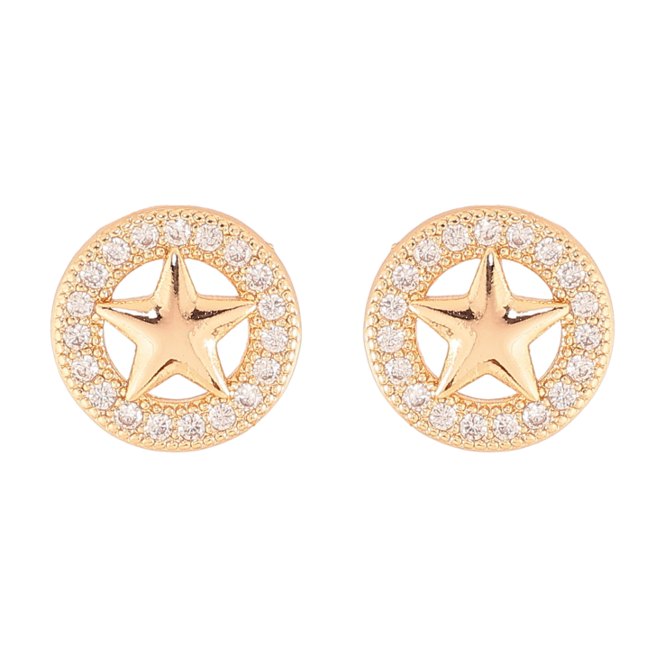 Серьги Xuping M&L цвет 18K пусеты "Кристальные колечки со звездами" фото №22