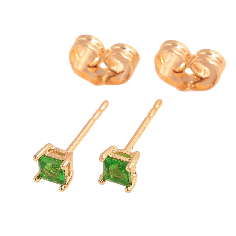 Сережки Xuping M&L колір 18K пусети "Зелені кристали" 3х3мм фото №1