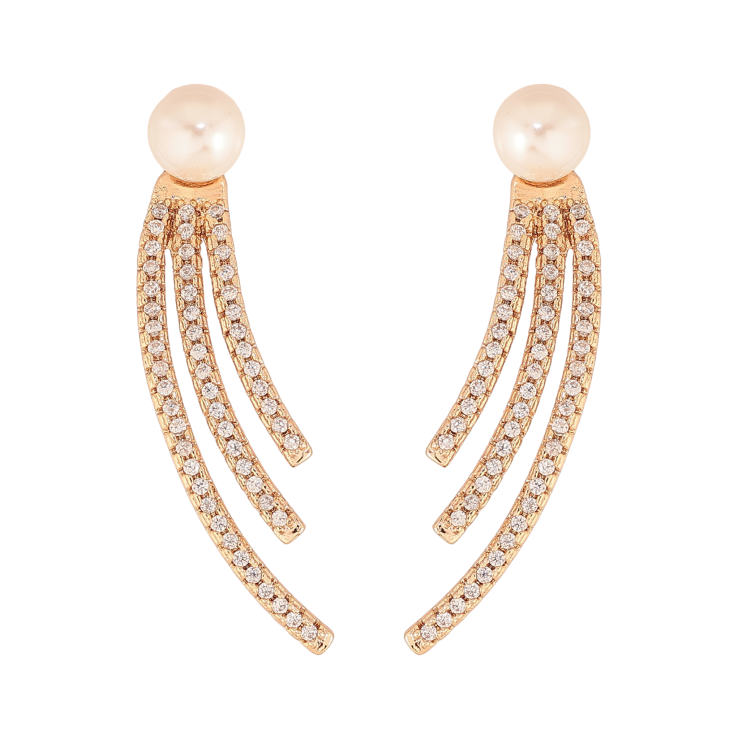 Серьги Xuping M&L цвет 18K пусеты "Узор с кристаллами и жемчужинами" фото №4 Серьги Xuping M&L цвет 18K пусеты "Узор с кристаллами и жемчужинами" фото №4