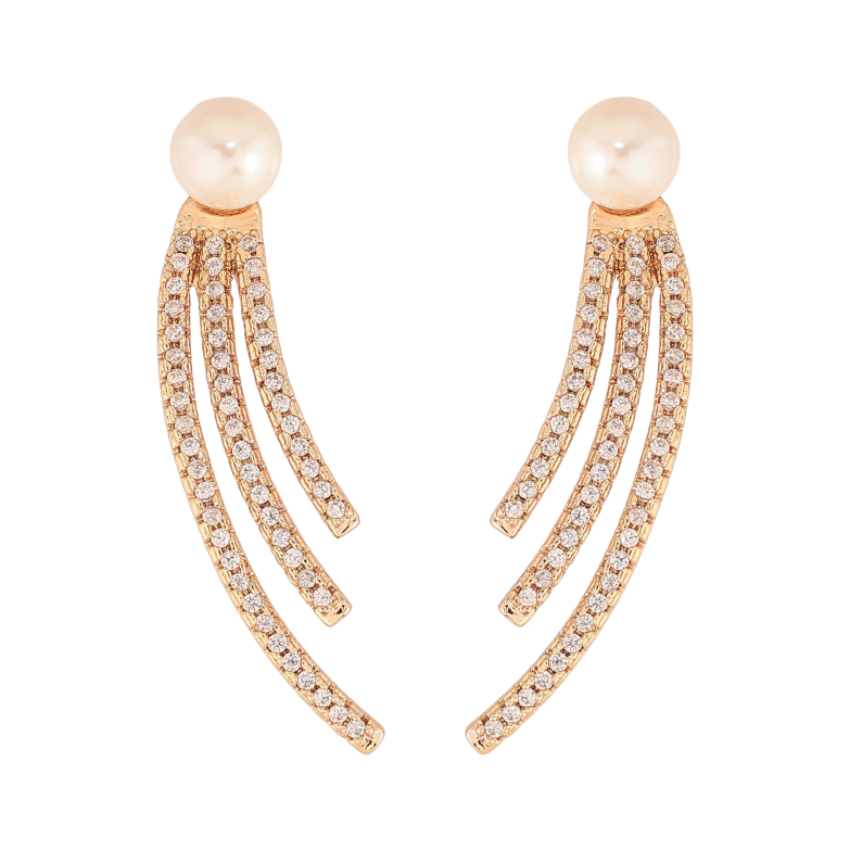 Серьги Xuping M&L цвет 18K пусеты "Узор с кристаллами и жемчужинами" фото №1 Серьги Xuping M&L цвет 18K пусеты "Узор с кристаллами и жемчужинами" фото №1