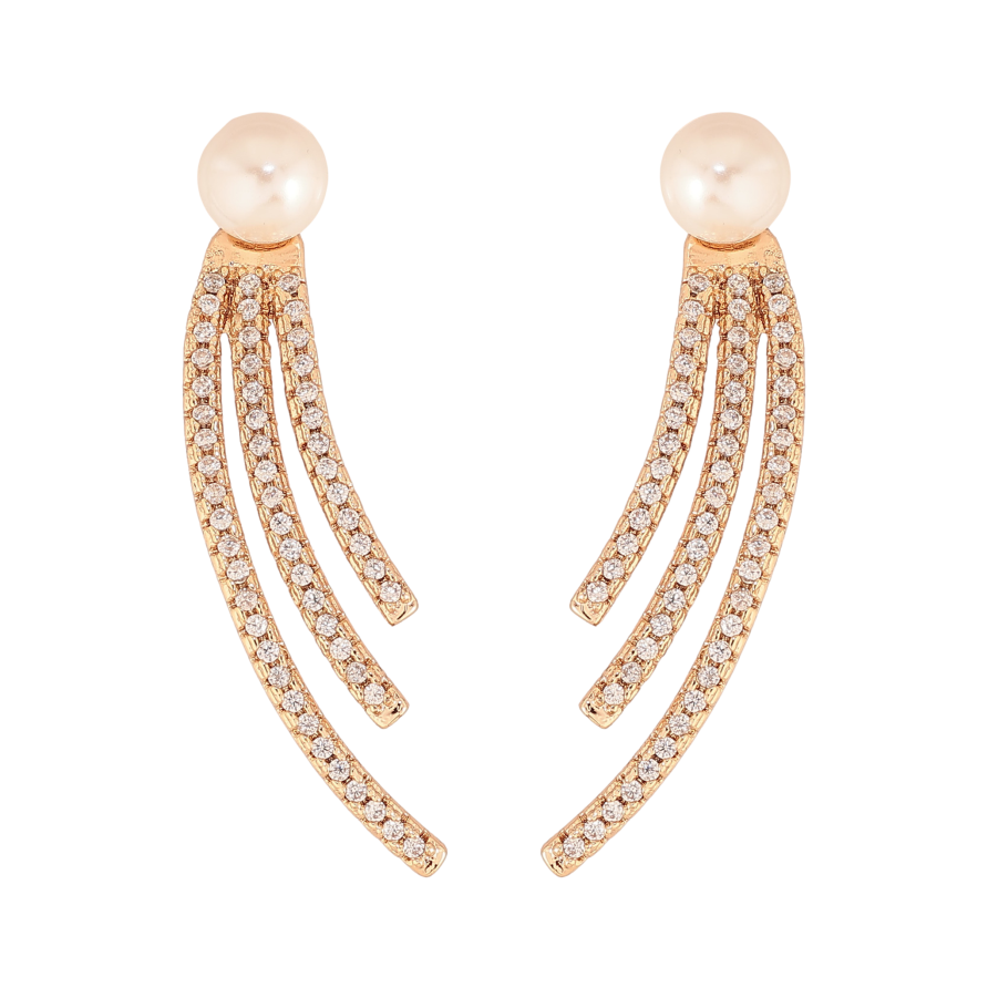 Серьги Xuping M&L цвет 18K пусеты "Узор с кристаллами и жемчужинами" фото №1 Серьги Xuping M&L цвет 18K пусеты "Узор с кристаллами и жемчужинами" фото №1