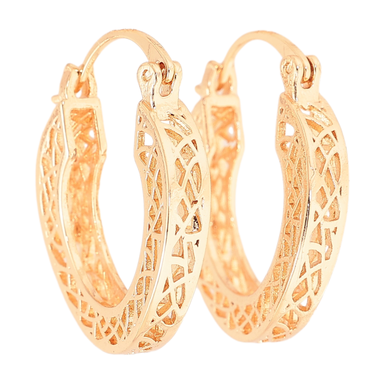 Серьги Xuping M&L цвет 18K замок-булавка "Декоративный узор" ø 2.2см фото №1 Серьги Xuping M&L цвет 18K замок-булавка "Декоративный узор" ø 2.2см фото №1