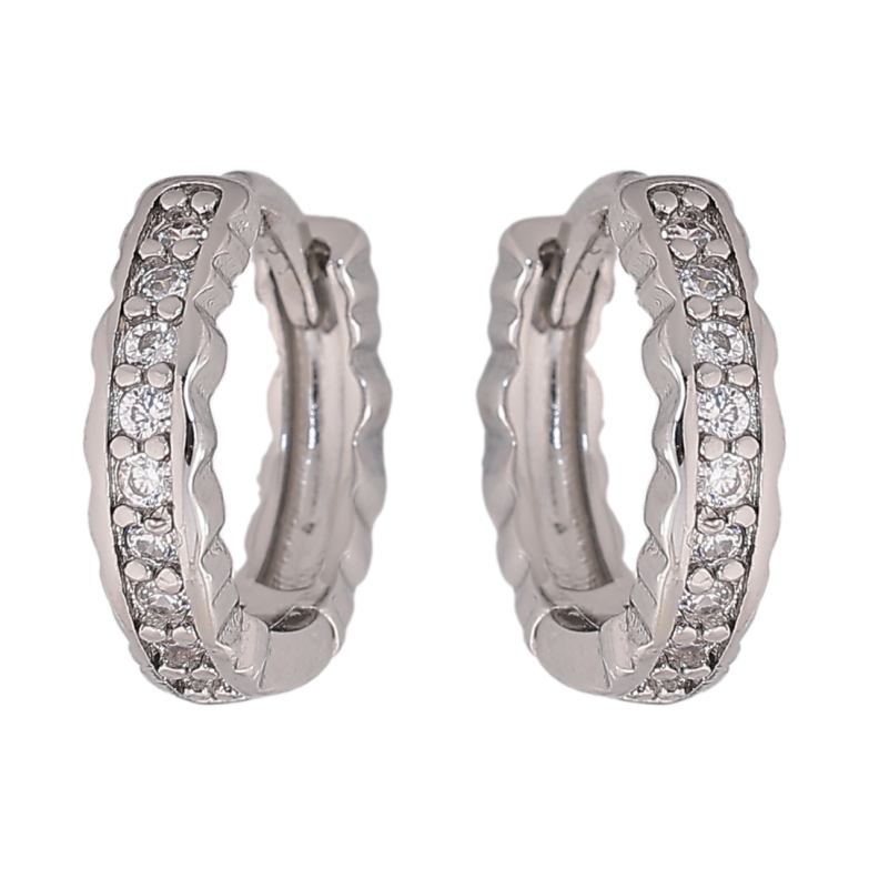 Серьги Xuping M&L цвет Родий колечки "Дорожки кристаллов" фото №1