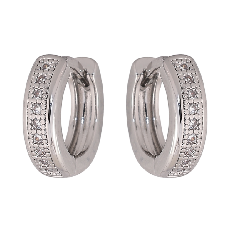 Сережки Xuping M&L колір Родій колечка "Доріжки кристалів" фото №1