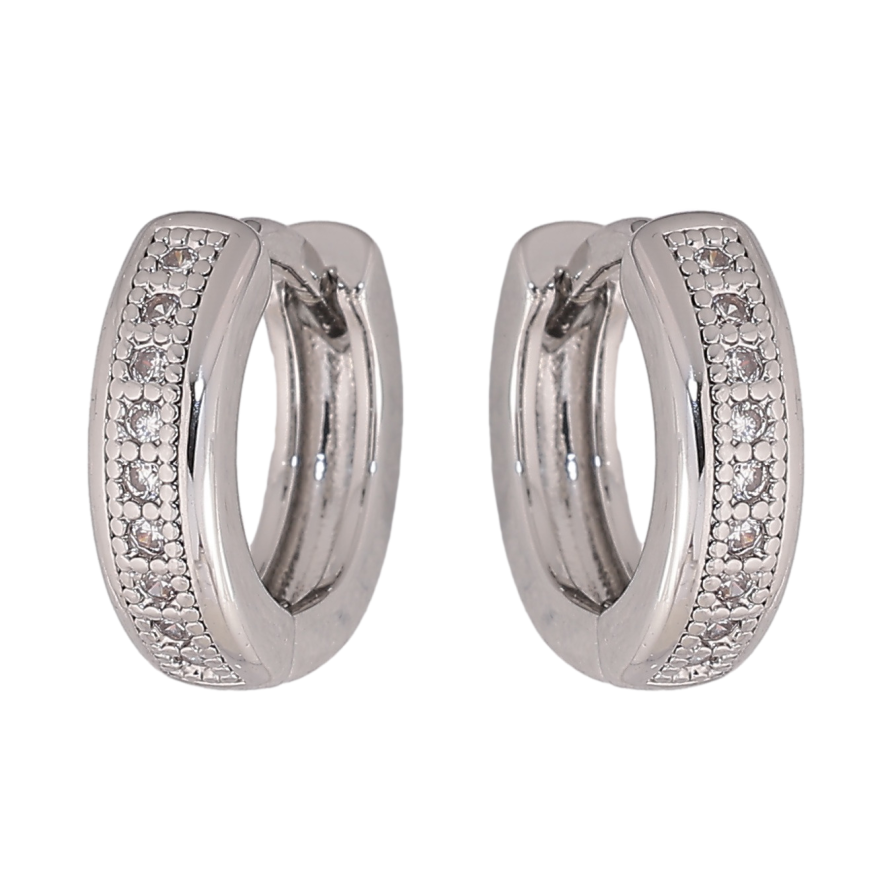 Сережки Xuping M&L колір Родій колечка "Доріжки кристалів" фото №1