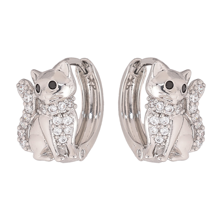 Сережки Xuping M&L колір Родій колечка "Котики з кристалами" фото №2