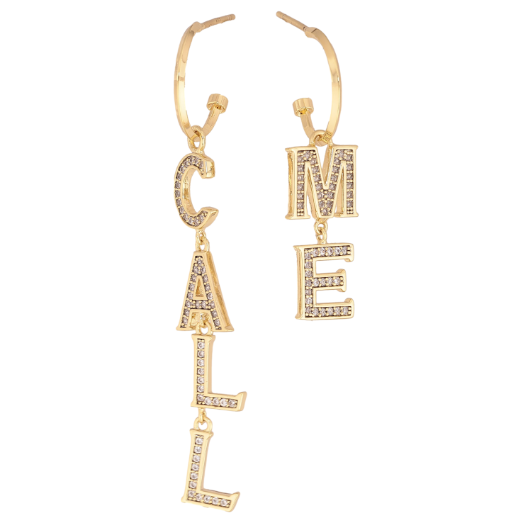 Серьги Xuping цвет Позолота 14K пусеты "Ассиметричные подвески Call me" фото №5