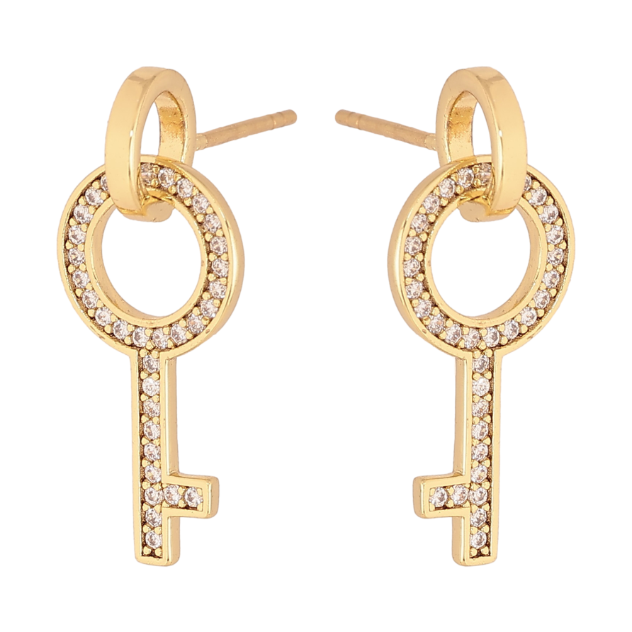 Серьги Xuping цвет Позолота 14K пусеты "Ключики на колечках" фото №1
