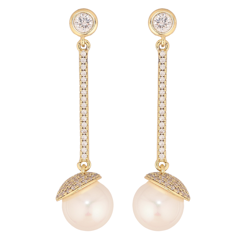 Сережки Xuping колір Позолота 14K пусети "Перлинні підвіски" фото №1 Сережки Xuping колір Позолота 14K пусети "Перлинні підвіски" фото №1