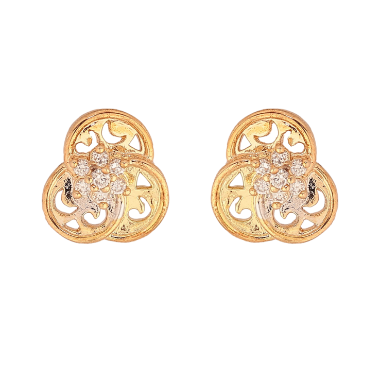 Сережки Xuping колір Позолота 18K + 14K + Родій пусети "Квіточки з кристалами" фото №13