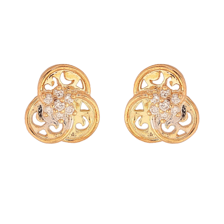 Сережки Xuping колір Позолота 18K + 14K + Родій пусети "Квіточки з кристалами" фото №1