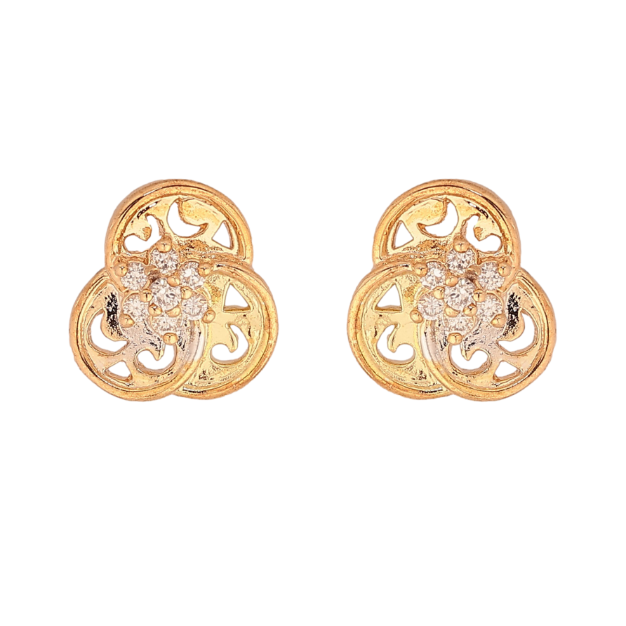 Сережки Xuping колір Позолота 18K + 14K + Родій пусети "Квіточки з кристалами" фото №1