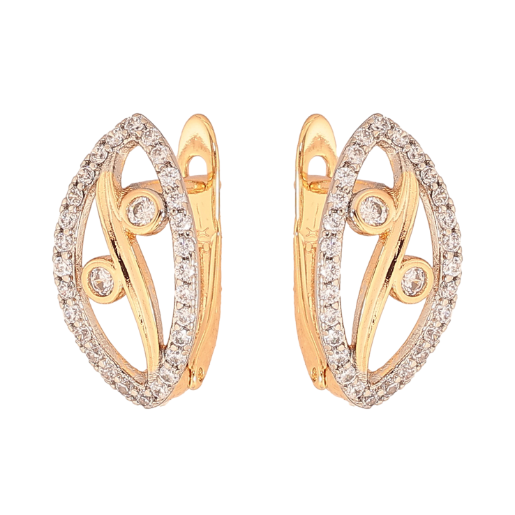 Серьги Xuping цвет Позолота 18K + Родий английский замок "Декоративный узор с кристаллами" фото №14