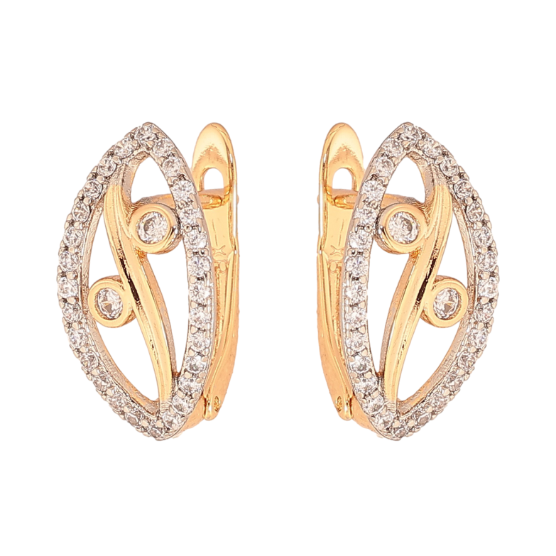 Сережки Xuping колір Позолота 18K+ Родій англійський замок "Декоративний візерунок з кристалами" фото №1 Сережки Xuping колір Позолота 18K+ Родій англійський замок "Декоративний візерунок з кристалами" фото №1