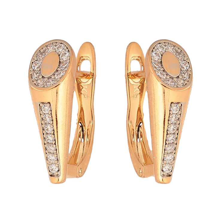 Серьги Xuping цвет Позолота 18K + Родий английский замок "Декоративный узор с кристаллами" фото №7