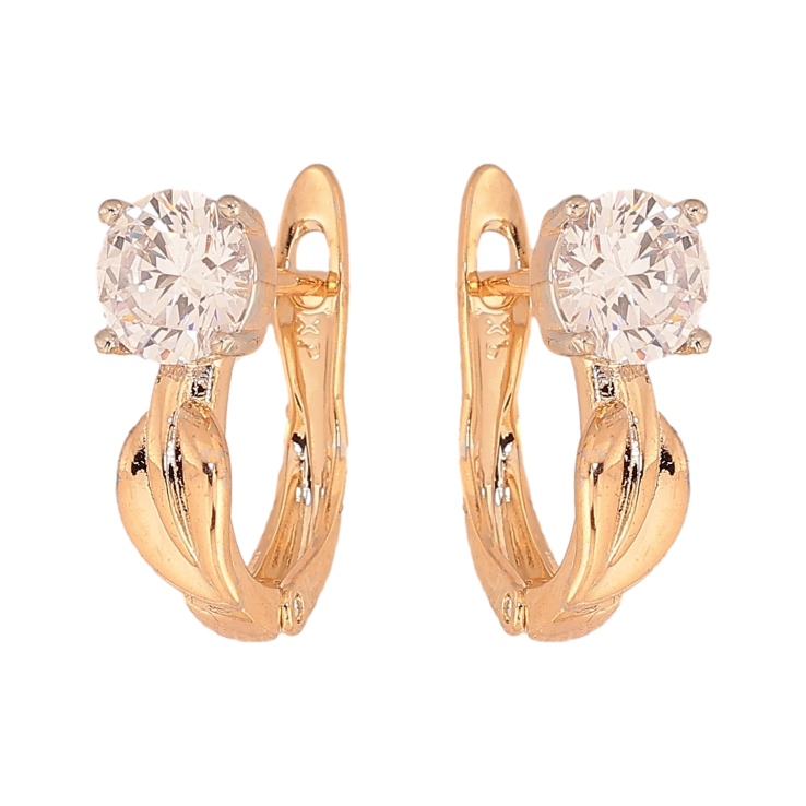 Серьги Xuping цвет Позолота 18K + Родий английский замок "Кристальные одуванчики" фото №8