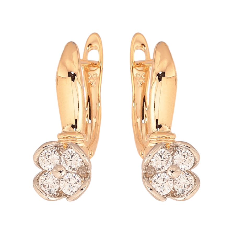 Сережки Xuping колір Позолота 18K + Родій англійський замок "Кришталеві квіточки" фото №1 Сережки Xuping колір Позолота 18K + Родій англійський замок "Кришталеві квіточки" фото №1