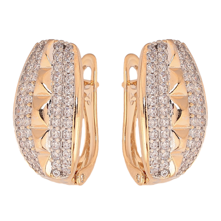 Сережки Xuping колір позолота 18K + родій англійський замок візерунок з інкрустацією кристалами фото №24