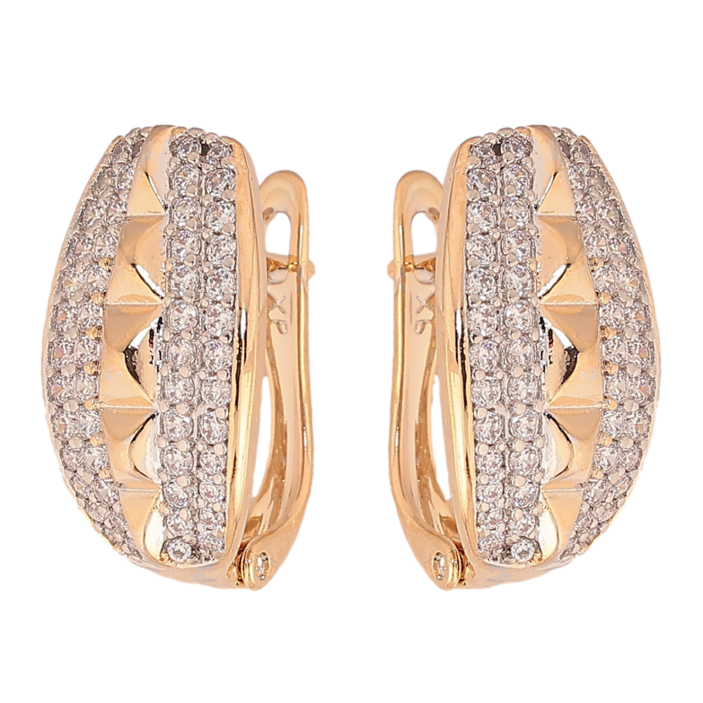 Сережки Xuping колір позолота 18K + родій англійський замок візерунок з інкрустацією кристалами фото №1