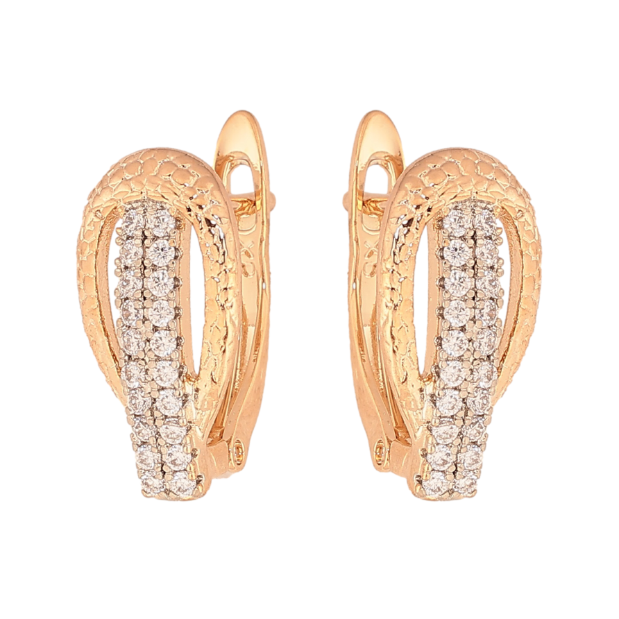 Серьги Xuping цвет Позолота 18K + Родий английский замок "Узор с кристаллами" фото №1 Серьги Xuping цвет Позолота 18K + Родий английский замок "Узор с кристаллами" фото №1