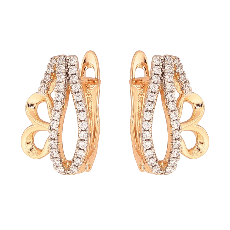 Серьги Xuping цвет Позолота 18K + Родий английский замок "Декоративный орнамент с кристаллами" фото №1