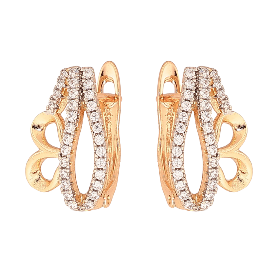 Серьги Xuping цвет Позолота 18K + Родий английский замок "Декоративный орнамент с кристаллами" фото №1