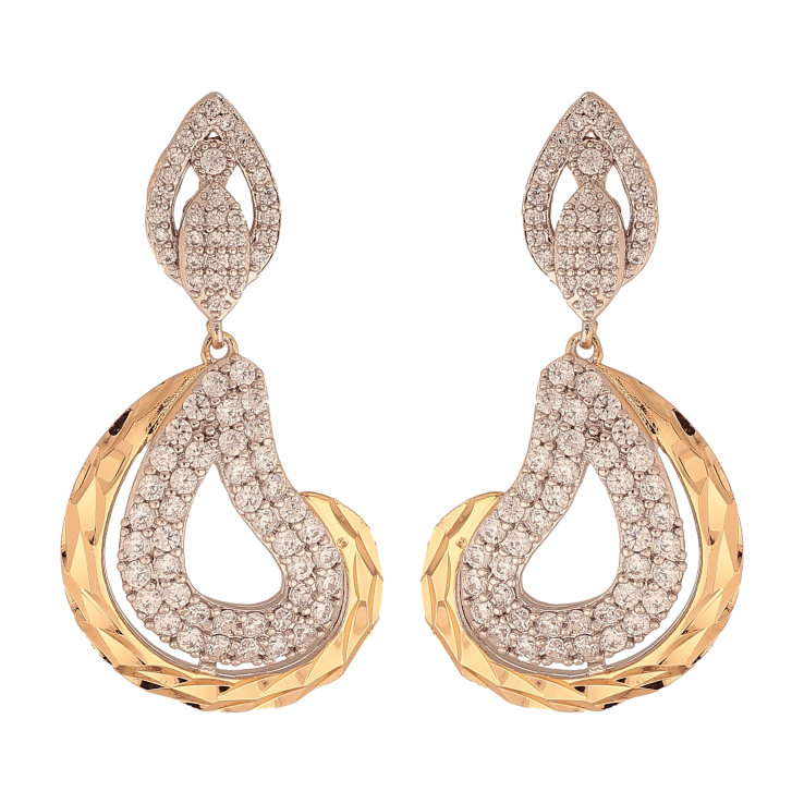 Сережки Xuping колір Позолота 18K + Родій пусети "Фігурні підвіски з кристалами" фото №11