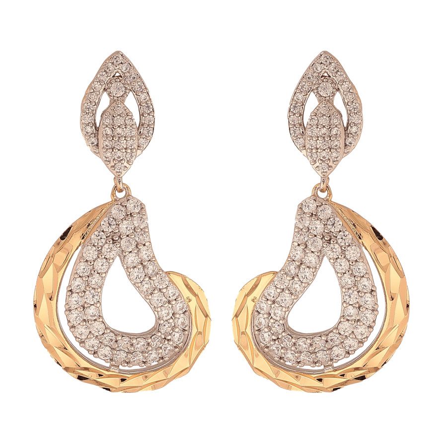 Сережки Xuping колір Позолота 18K + Родій пусети "Фігурні підвіски з кристалами" фото №1