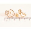 Серьги Xuping Позолота 18K пусеты "Сердечки с белой керамикой и кристаллами" фото №4