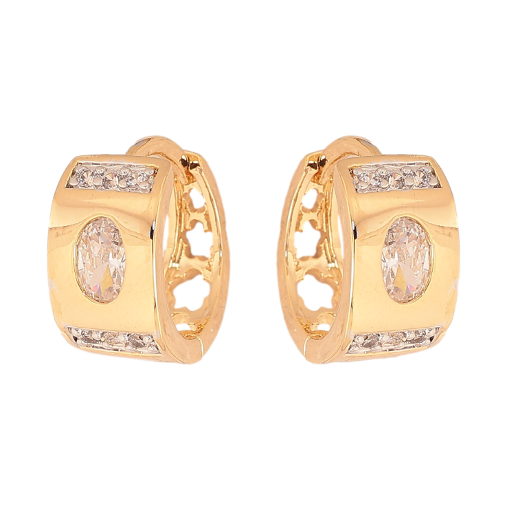 Сережки Xuping колір Позолота 18K+Родій кільця "Декоративний орнамент із вставками кристалів" фото №6