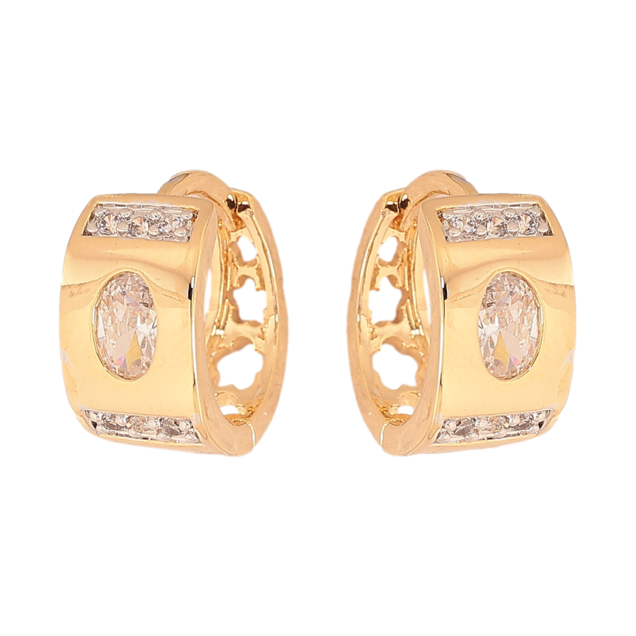 Сережки Xuping колір Позолота 18K+Родій кільця "Декоративний орнамент із вставками кристалів" фото №1