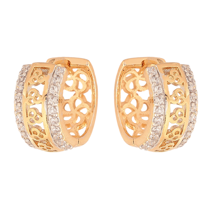 Сережки Xuping колір Позолота 18K+Родій колечка "Різний орнамент з доріжками кристалів" фото №9