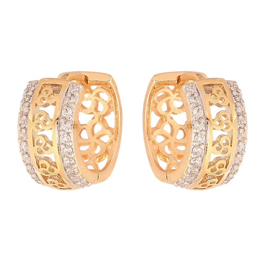 Сережки Xuping колір Позолота 18K+Родій колечка "Різний орнамент з доріжками кристалів" фото №1 Сережки Xuping колір Позолота 18K+Родій колечка "Різний орнамент з доріжками кристалів" фото №1