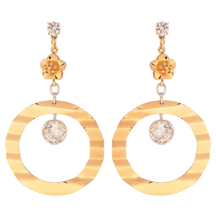 Сережки Xuping колір Позолота 18K+Родій пусети "Кільця з кристалом" фото №10