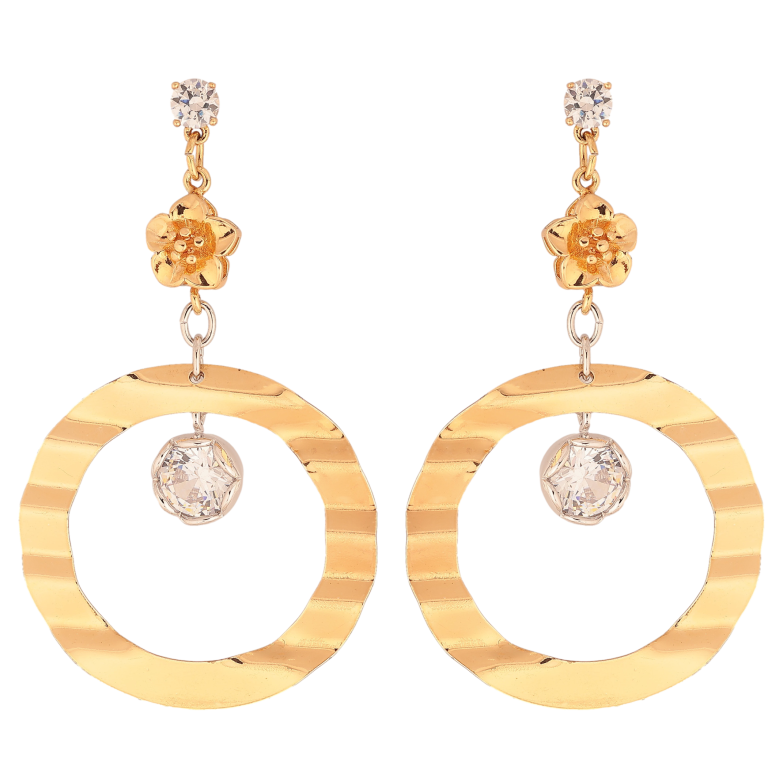 Сережки Xuping колір Позолота 18K+Родій пусети "Кільця з кристалом" фото №1