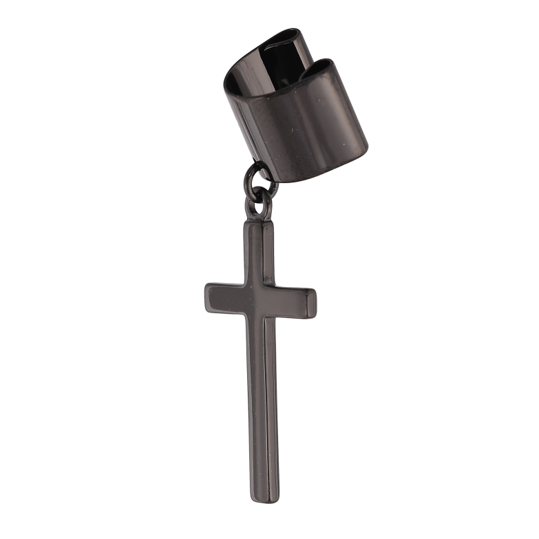 Серьги Xuping Позолота Black (черное золото) моно-каффа "Крестик" фото №1