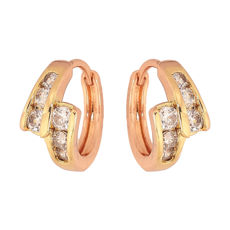 Сережки Xuping колір Позолота РВ + Позолота 14K колечка "Візерунок з кристалами" фото №7