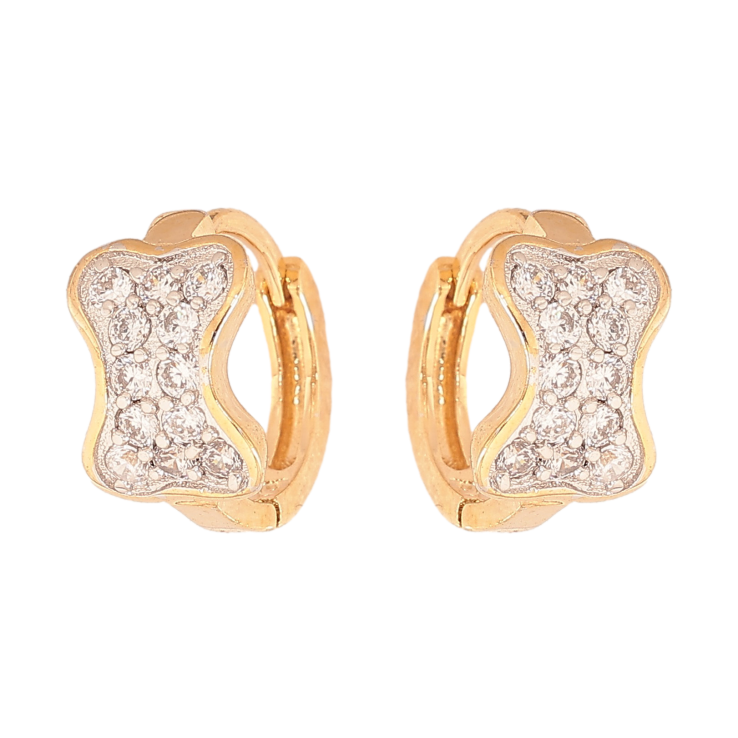 Серьги Xuping цвет Позолота 18К+Родий колечки "Косточка с кристаллами" фото №21
