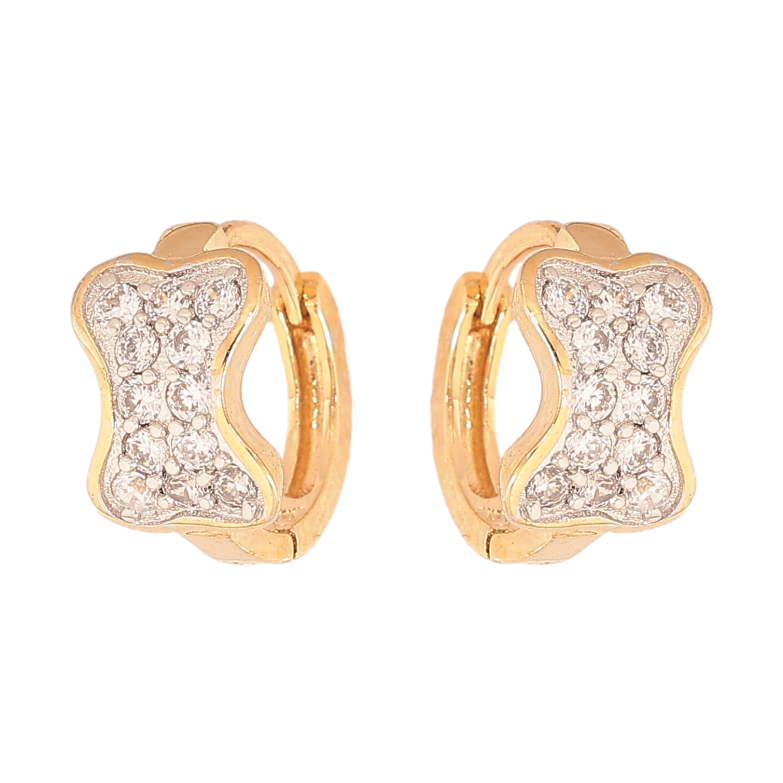 Серьги Xuping цвет Позолота 18К+Родий колечки "Косточка с кристаллами" фото №1 Серьги Xuping цвет Позолота 18К+Родий колечки "Косточка с кристаллами" фото №1