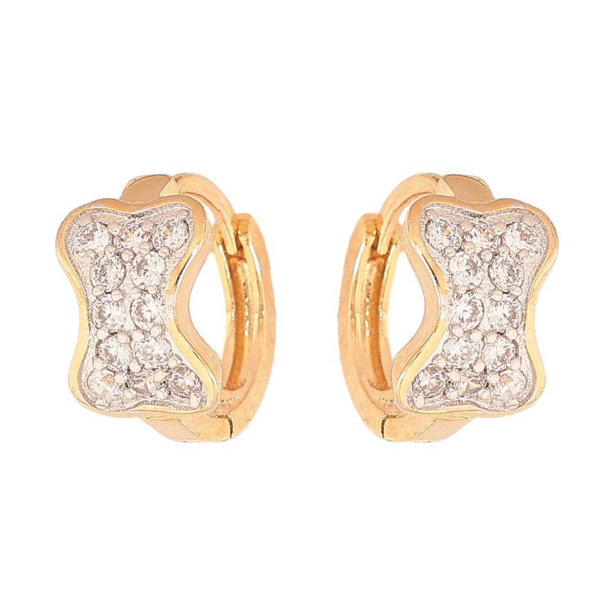 Серьги Xuping цвет Позолота 18К+Родий колечки "Косточка с кристаллами" фото №1 Серьги Xuping цвет Позолота 18К+Родий колечки "Косточка с кристаллами" фото №1