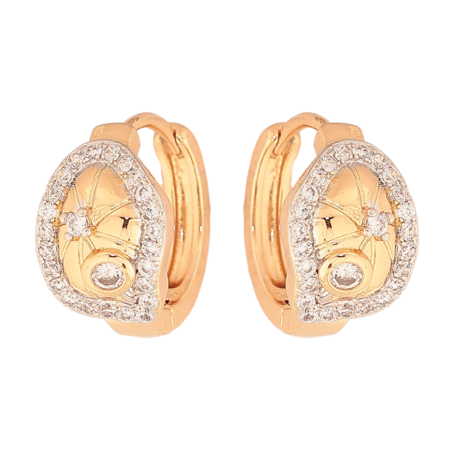 Серьги Xuping цвет Позолота 18К+Родий колечки "Узор с кристаллами" фото №1
